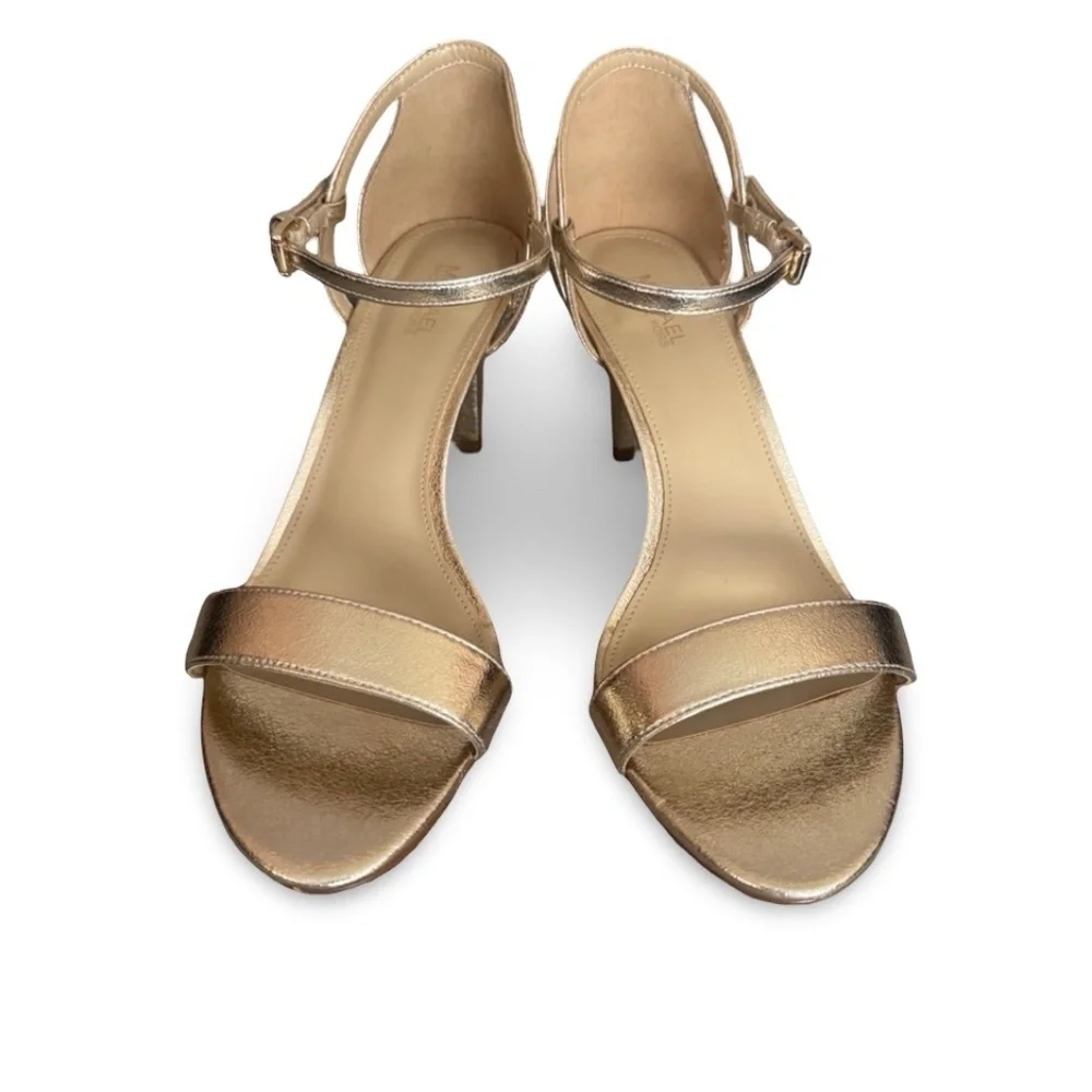 Michael Kors Simone Mid Sandal Pale Gold Shoes Size 8 - Picture 3 of 10